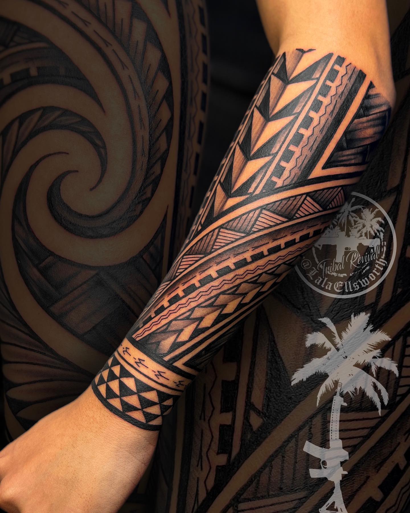 Polynesian Forearm Band Tattoo