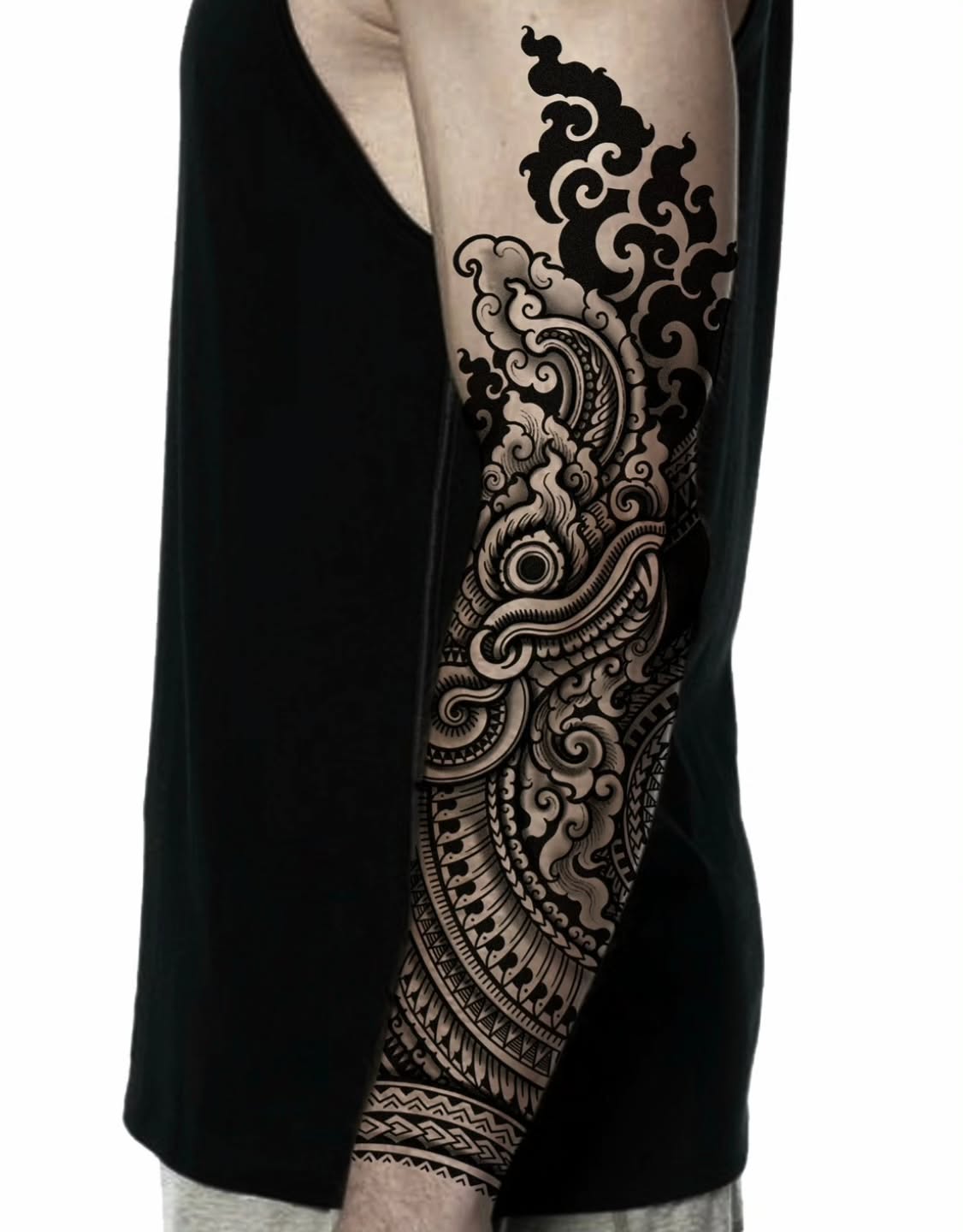 Polynesian Guardian Sleeve Tattoo