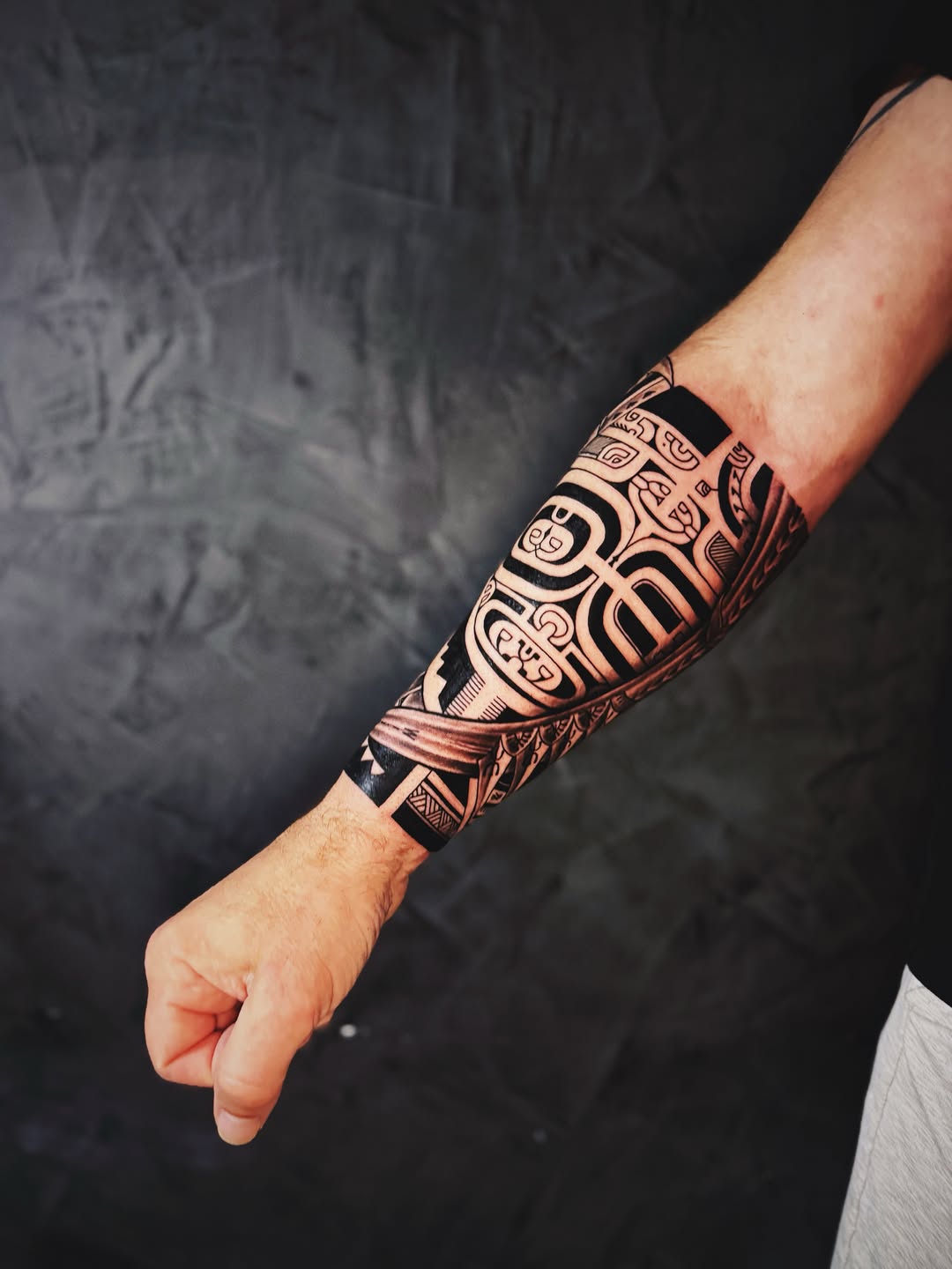 Polynesian Warrior Forearm Tattoo