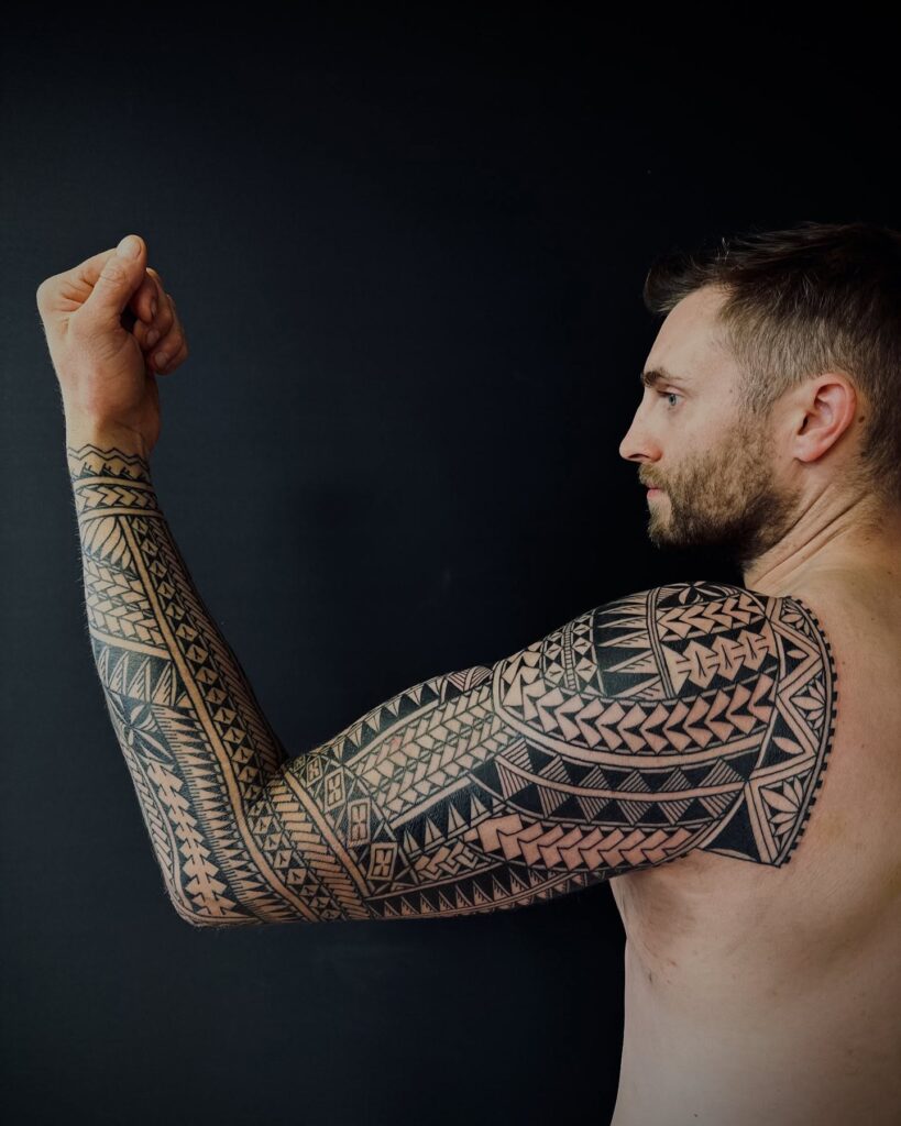 Polynesian Tribal Full Sleeve Tattoo