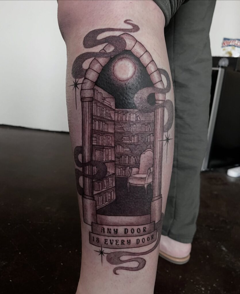 Gothic Library Window Tattoo
