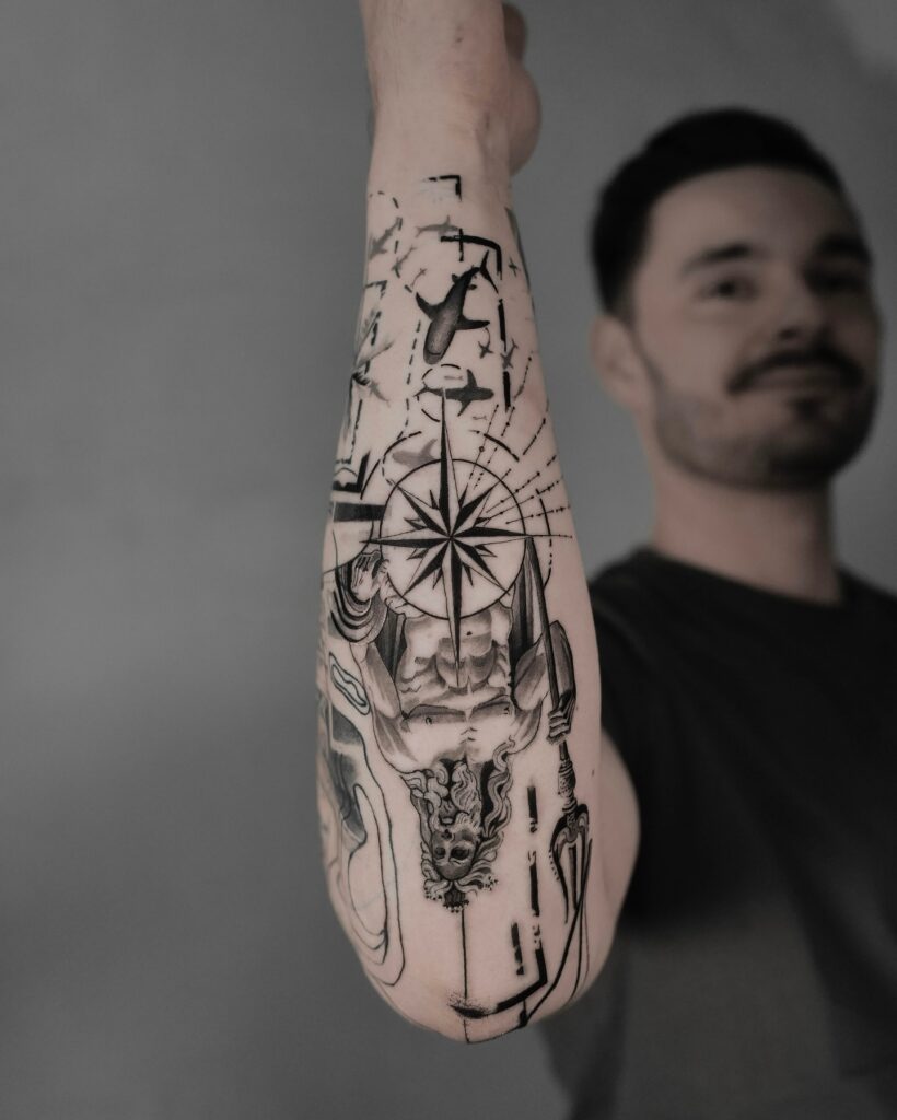 Poseidon’s Journey Compass Tattoo timeless compass tattoo designs tattoo