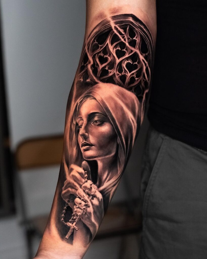 Eye of Providence with Calvary Crosses and Faith Quote Tattoo christian tattoos tattoo