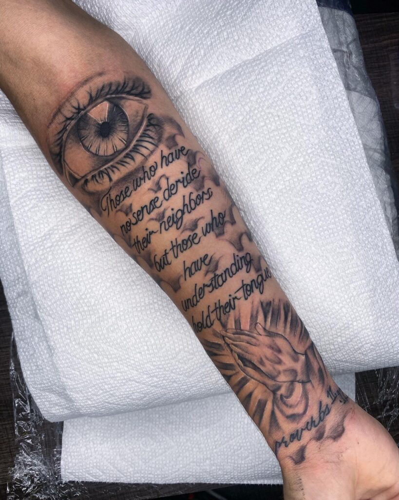 Proverbs 11:12 &ndash; Wisdom and Reflection quote tattoo ideas for men tattoo