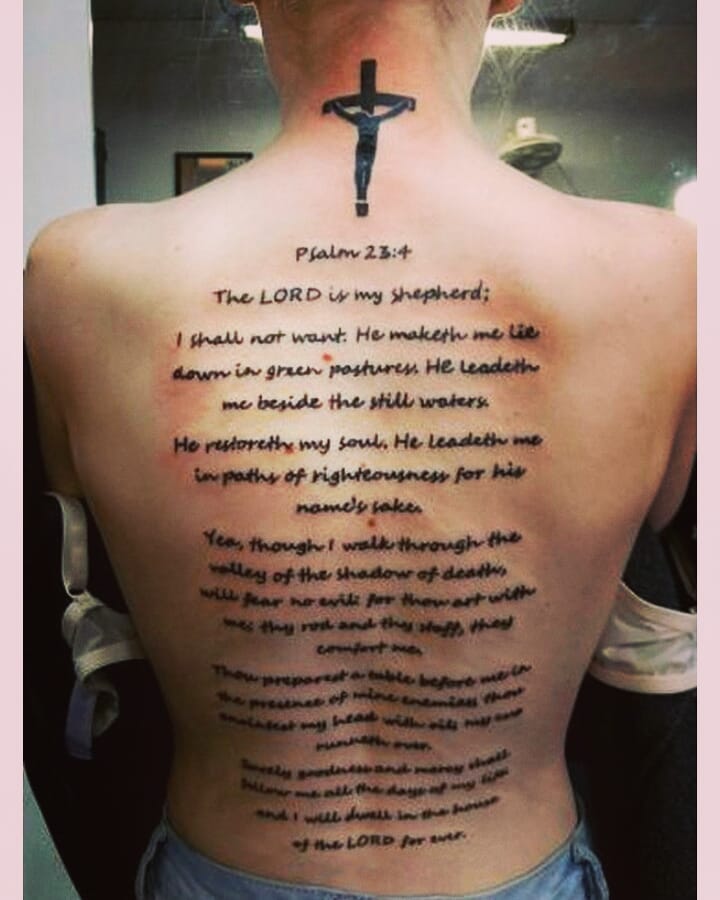 Psalms 231-4 Cross Tattoo