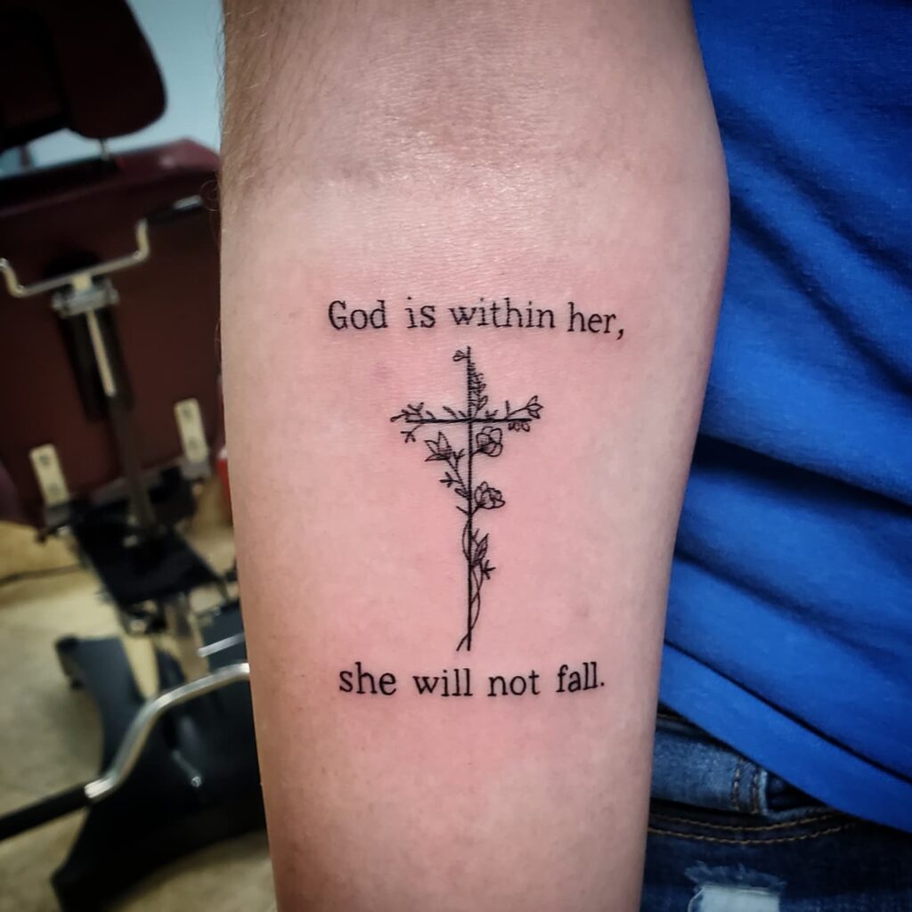Psalm 465 Floral Cross Tattoo