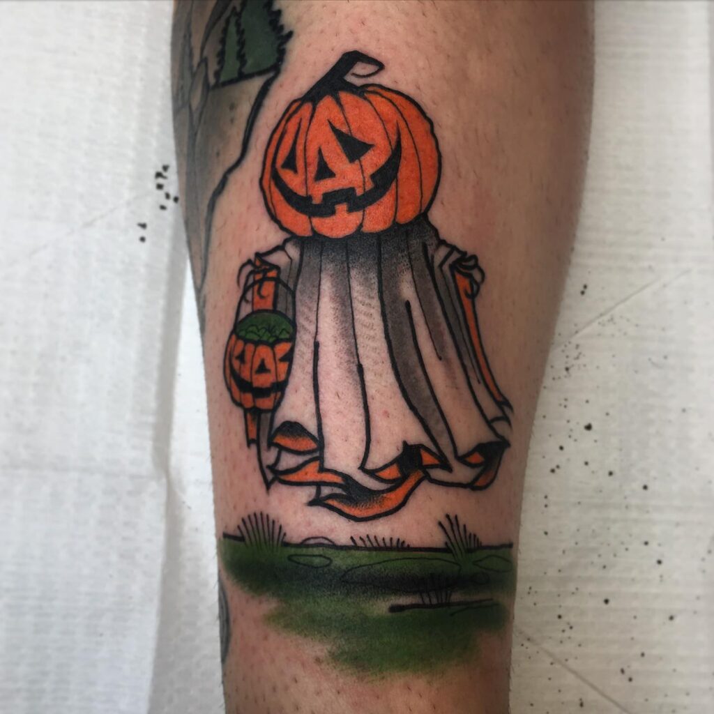 Floral Jack-O -Lantern Tattoo
