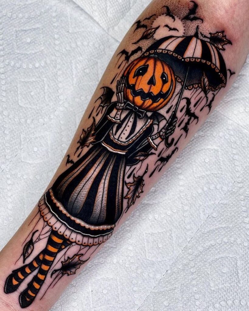 Haunted House Jack O’ Lantern Tattoo jack o lantern tattoo ideas tattoo