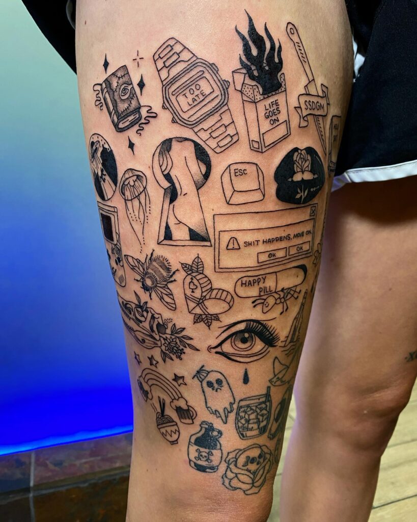 Sentimental Symbolism Patchwork Back Tattoo