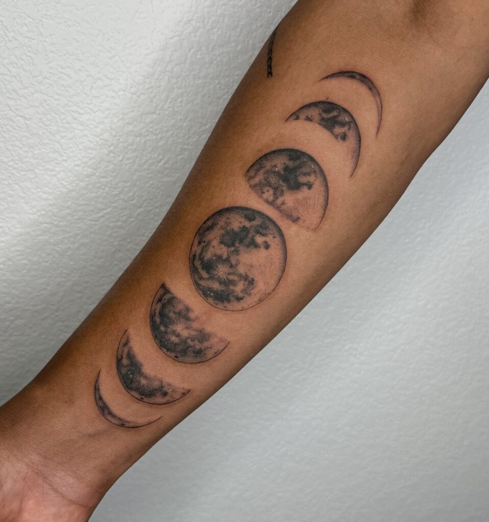 Forearm moon phases tattoo