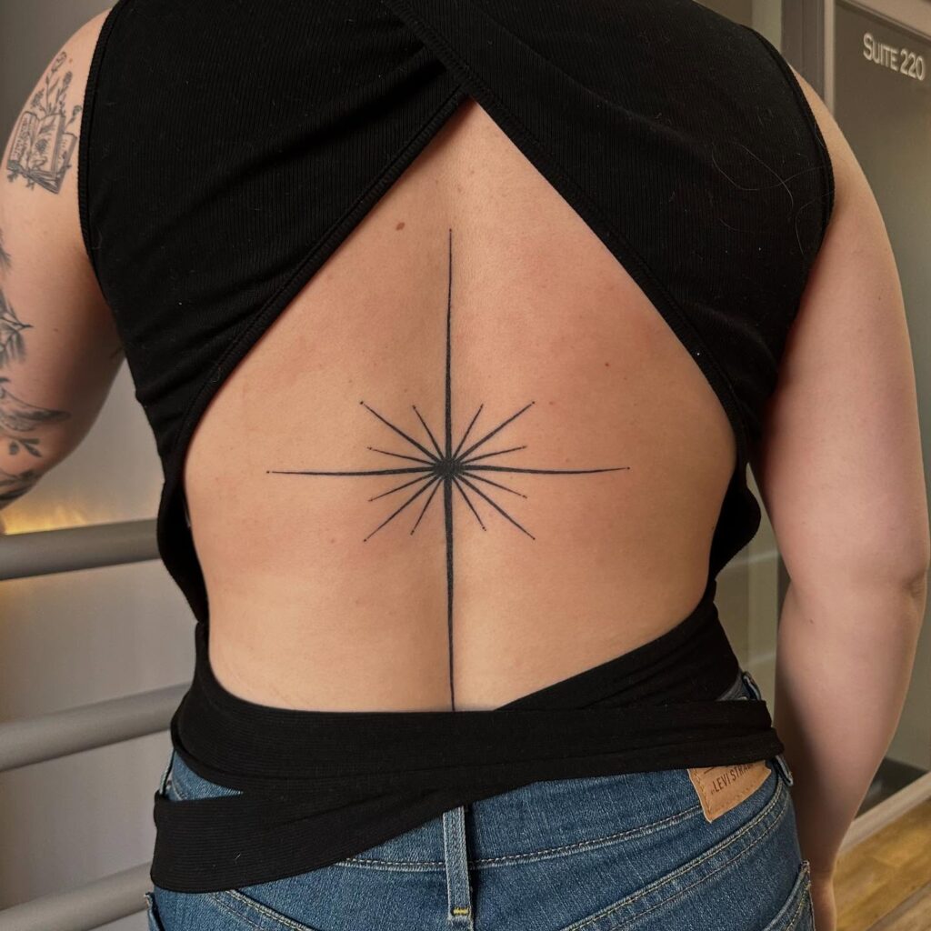 Lunar Lotus Spine Tattoo