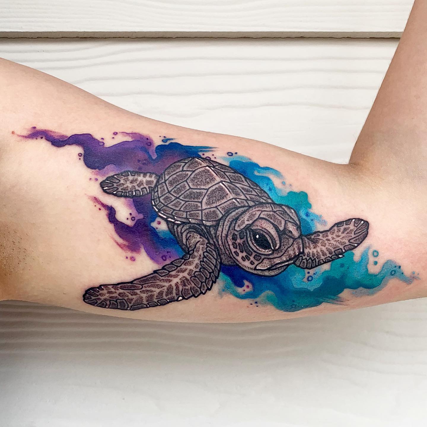 Radiant Watercolor Splash Sea Turtle sea turtle tattoo