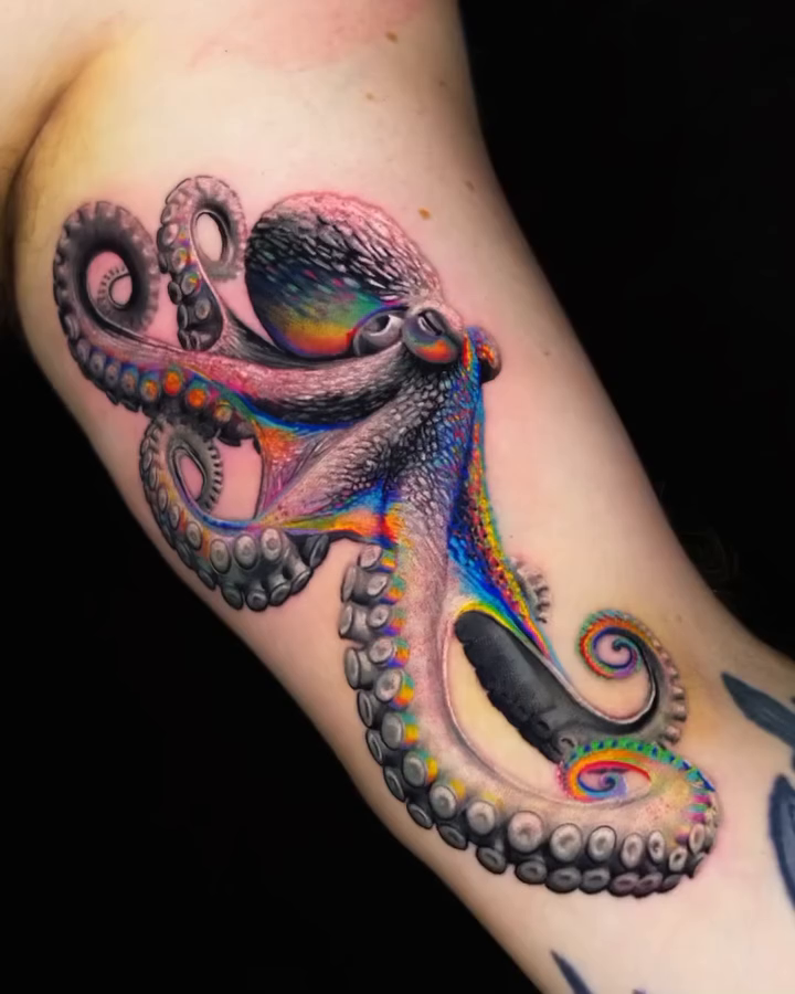 Cute Cartoon Octopus Tattoo with Coffee Mug octopus tattoos tattoo