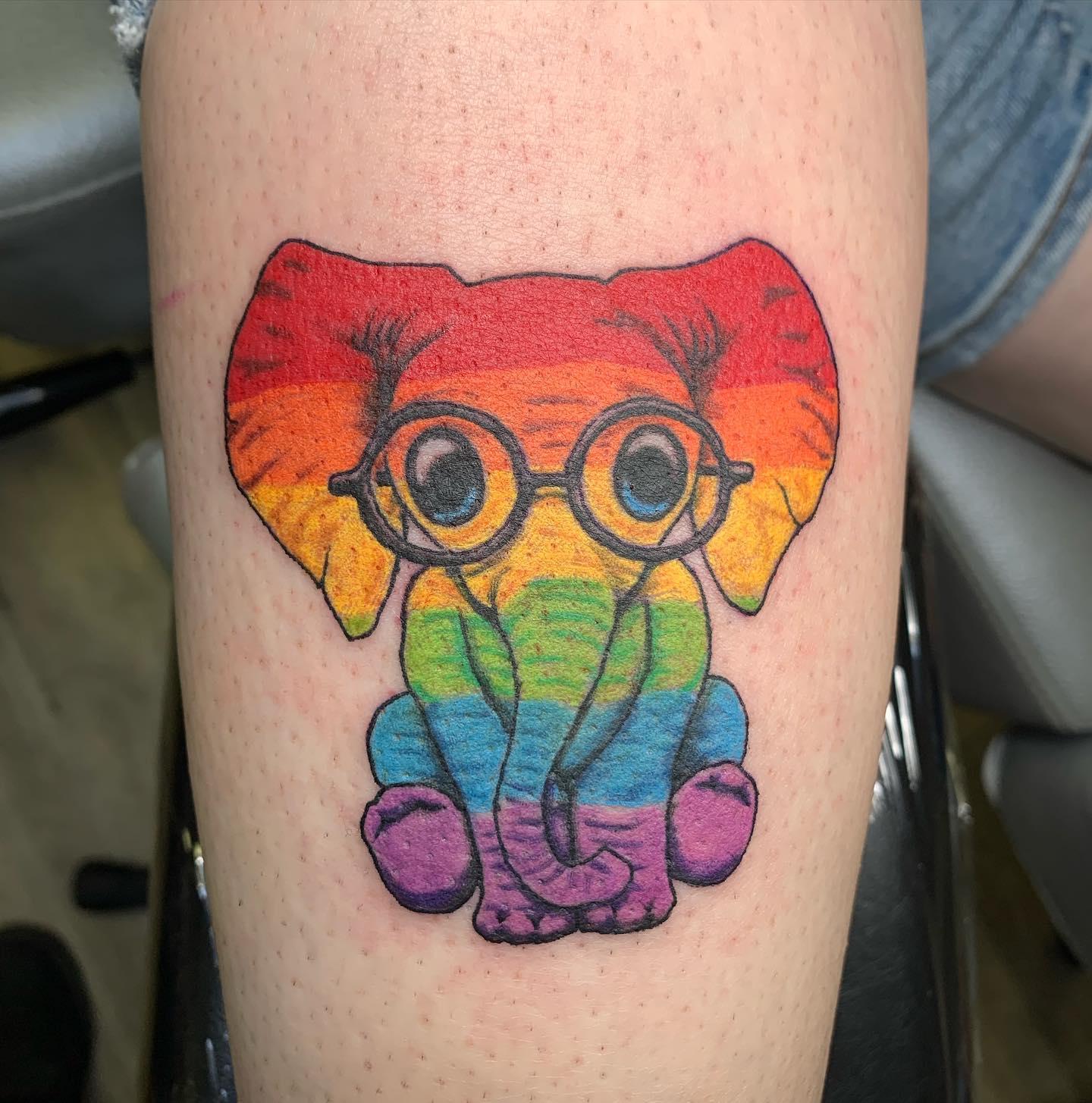 Rainbow Baby Elephant With Glasses Tattoo baby elephant tattoo ideas tattoo
