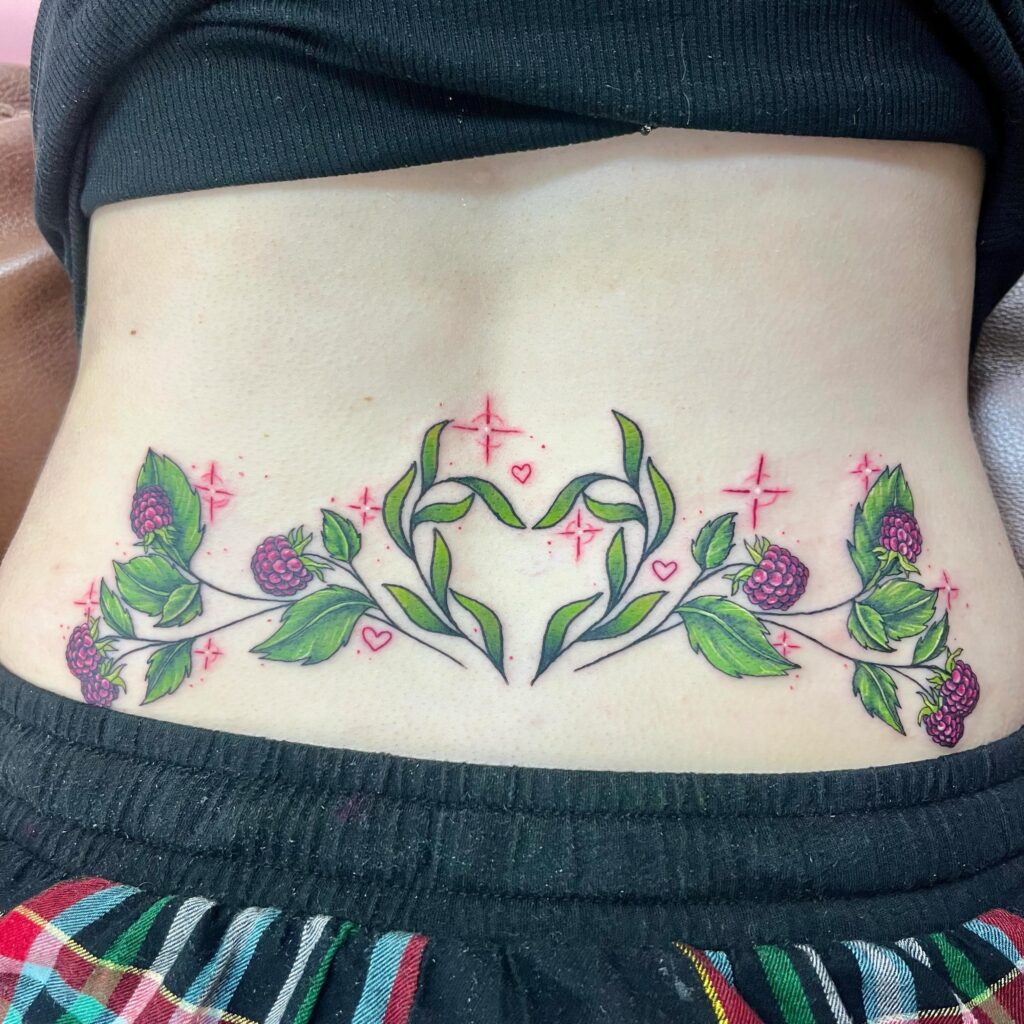 Cherry Blossom Branches Lower Back Tattoo