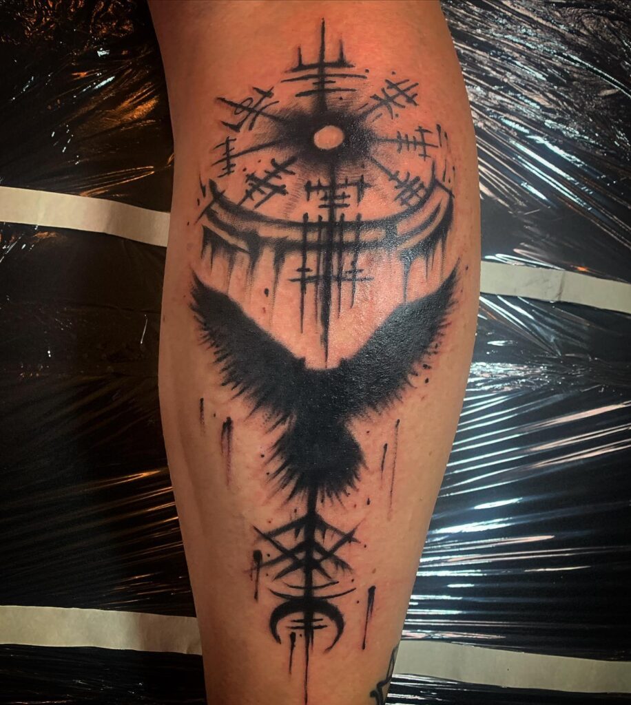 Geometric Raven Tattoo