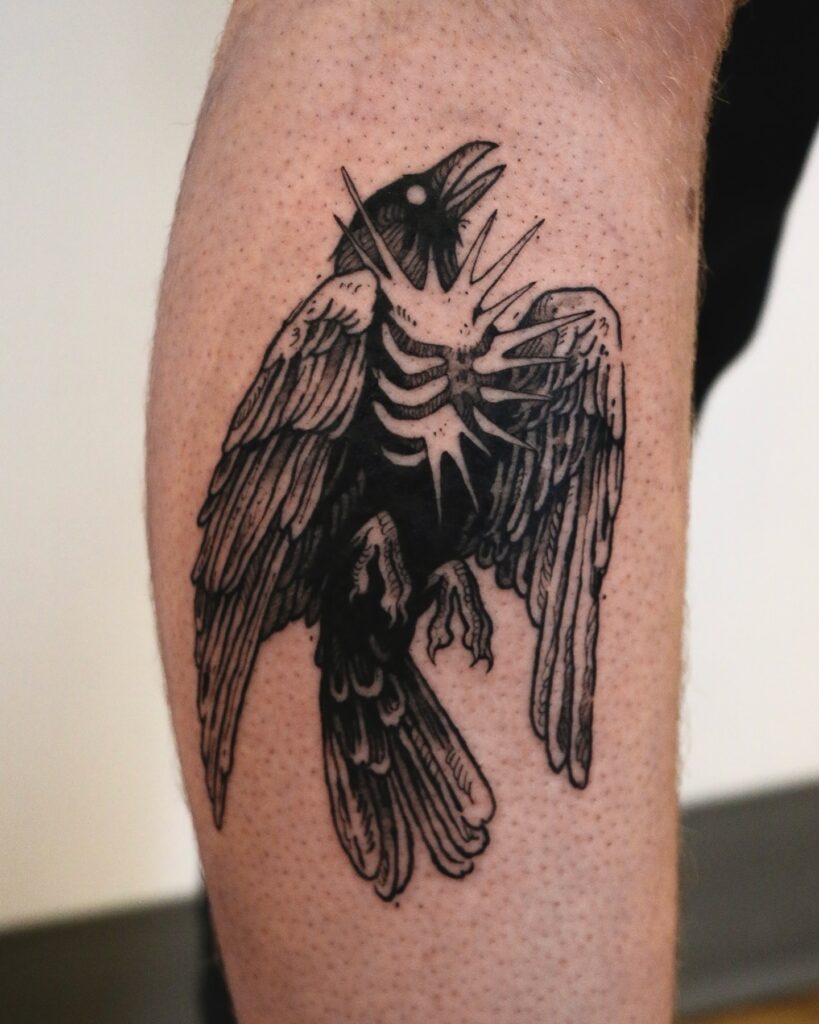 Raven With Piercing Chest Eye Tattoo