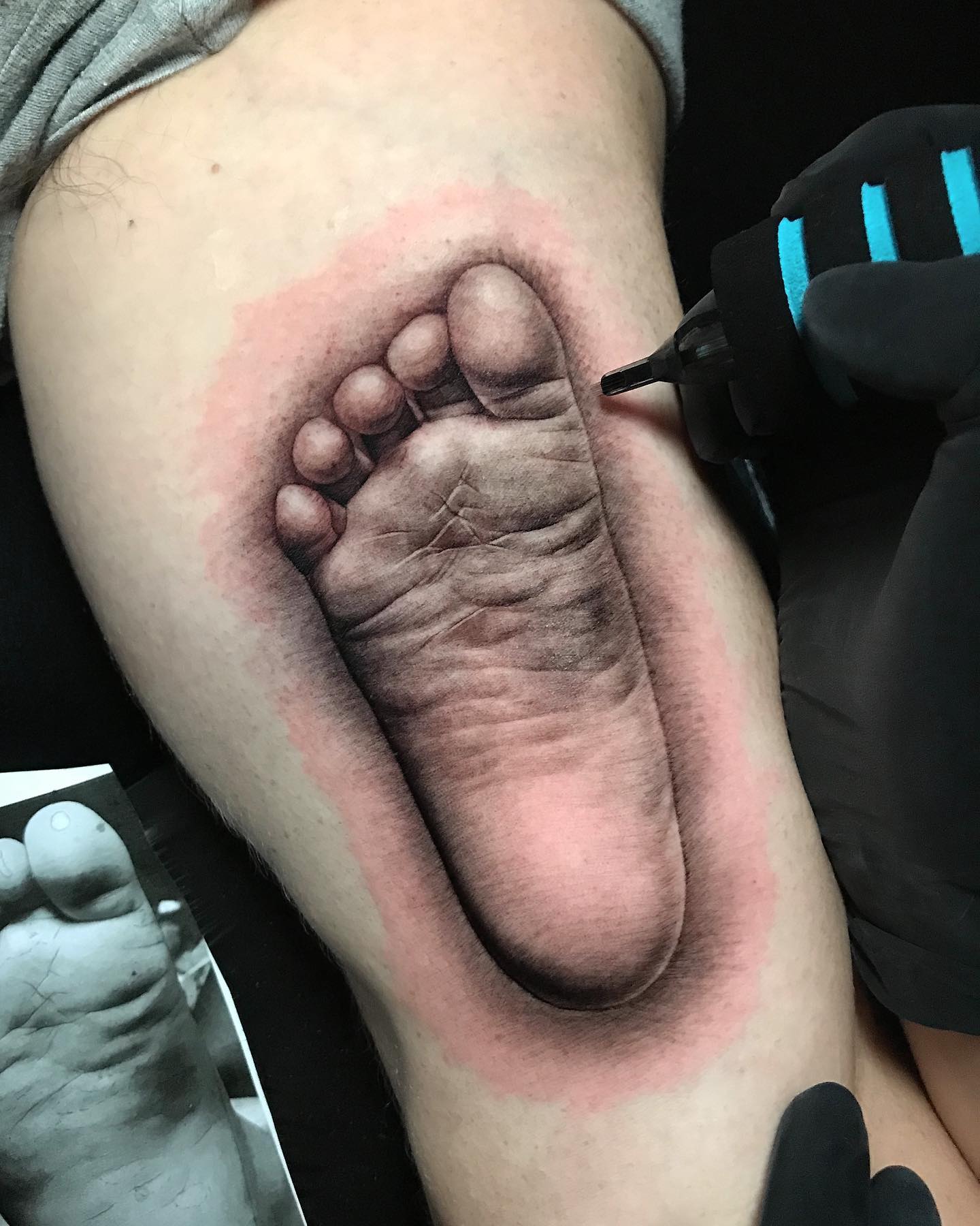 Baby Footprint With Name and Birth Time Tattoo baby feet tattoos ideas tattoo