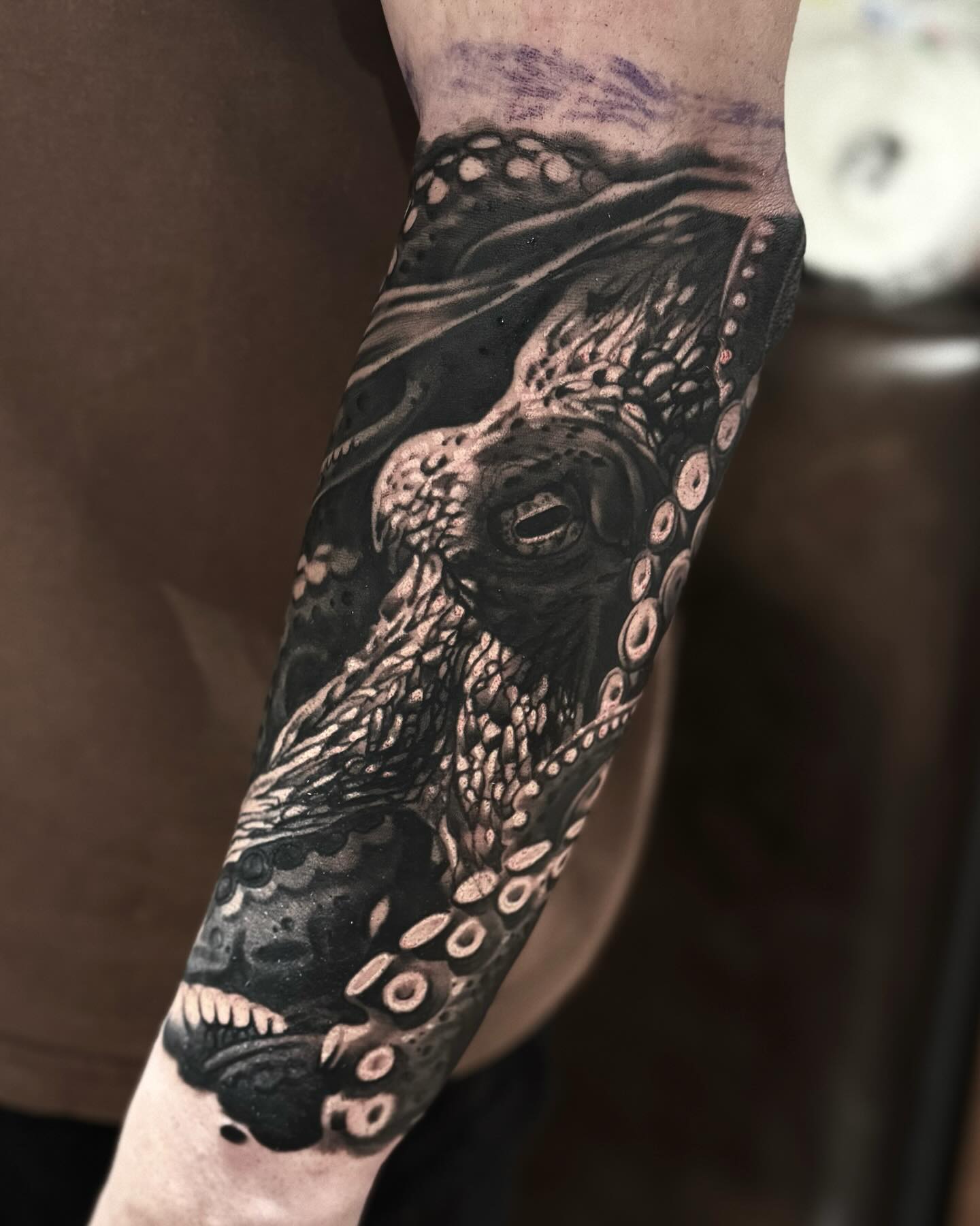 Geometric Octopus Back Tattoo octopus tattoos tattoo