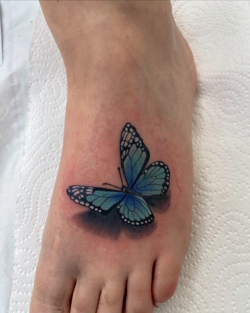 Elegant Rose And Leaf Foot Tattoo