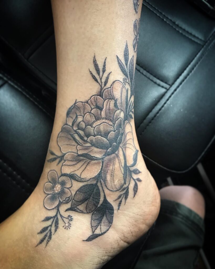 Peacock Feather Ankle Bracelet Tattoo