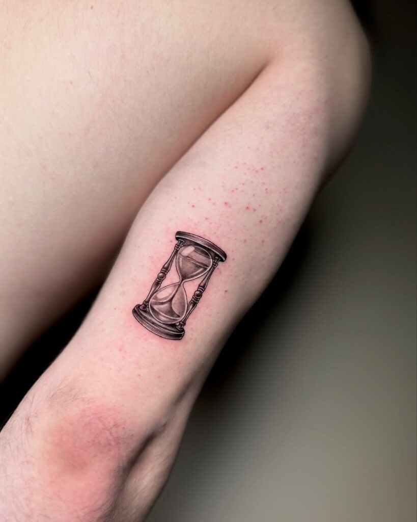 Realistic Minimalist Hourglass Arm Tattoo hourglass tattoo ideas tattoo