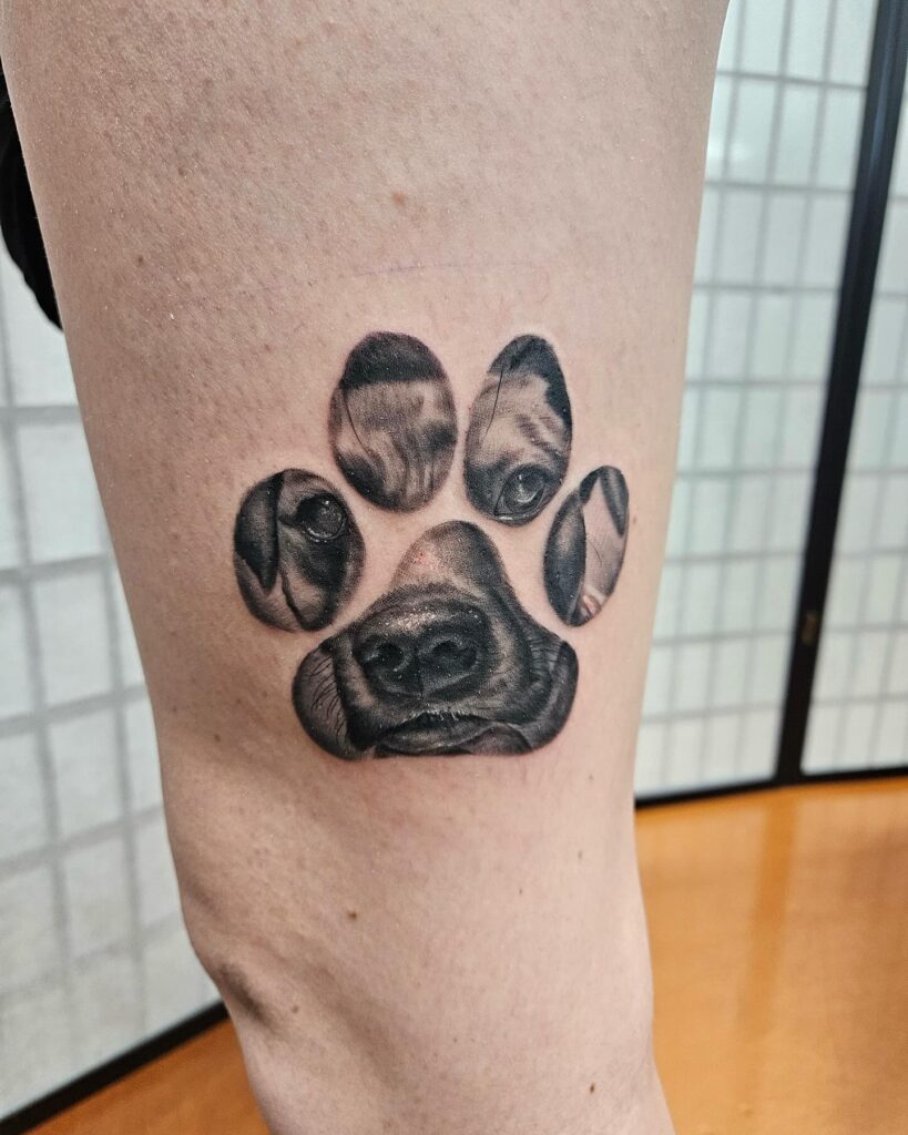 Realistic Pet Portrait Paw Print Tattoo paw print tattoo ideas tattoo