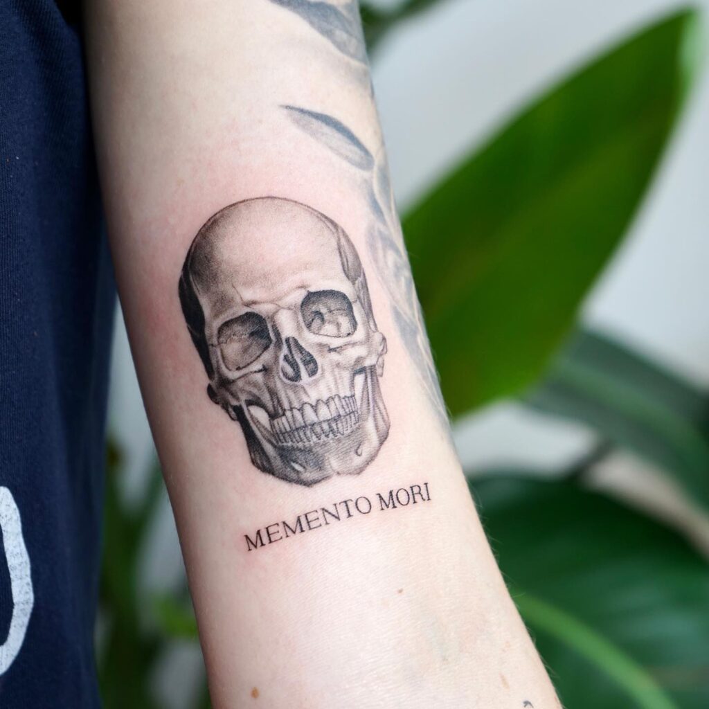 Memento Mori Hourglass Tree And Brain Tattoo