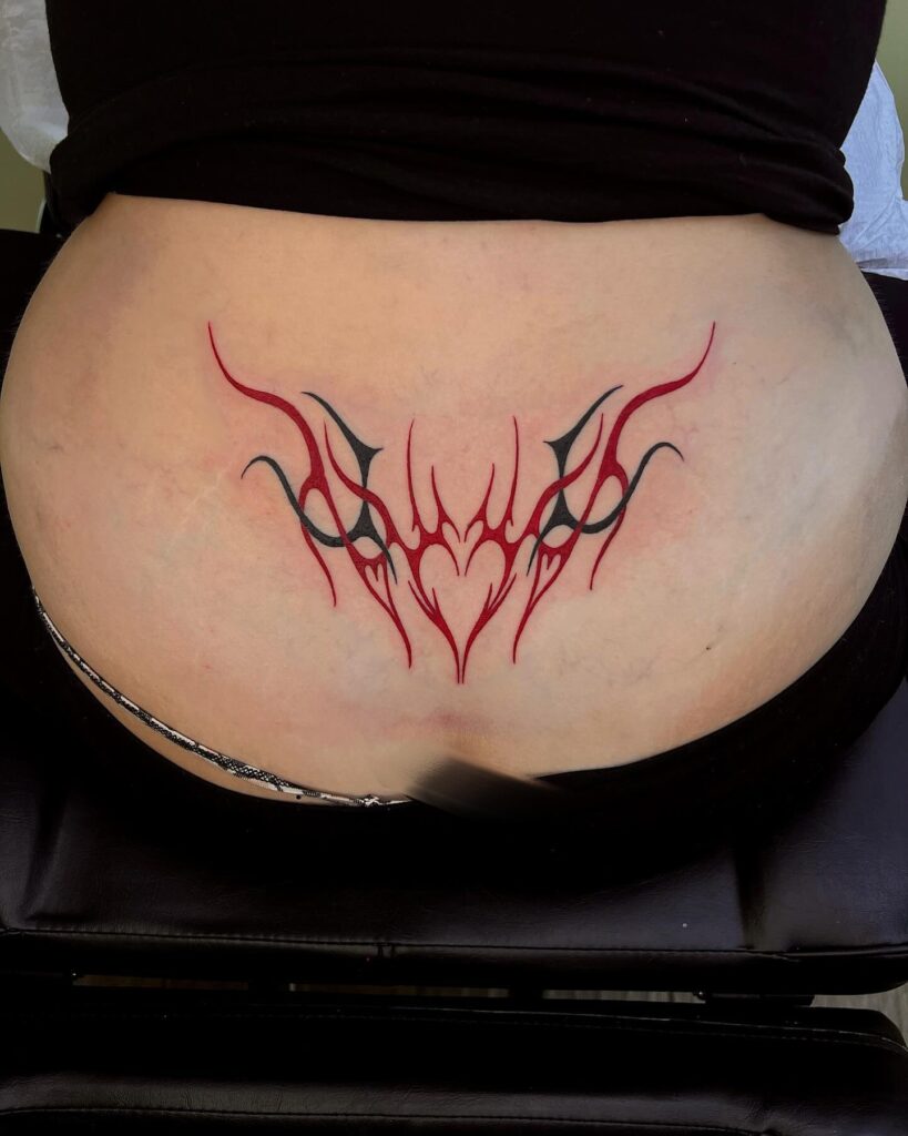 Tribal Butterfly Lower Back Tattoo
