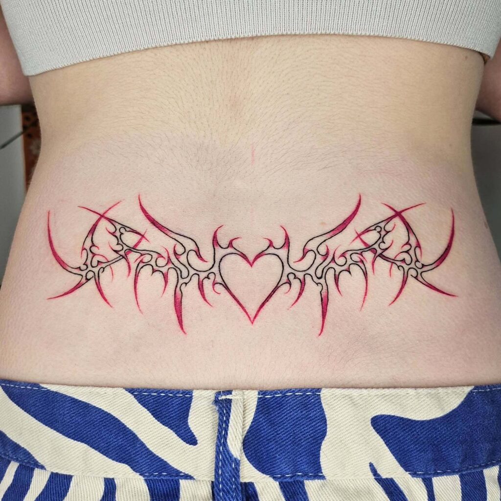 Tribal Butterfly Lower Back Tattoo