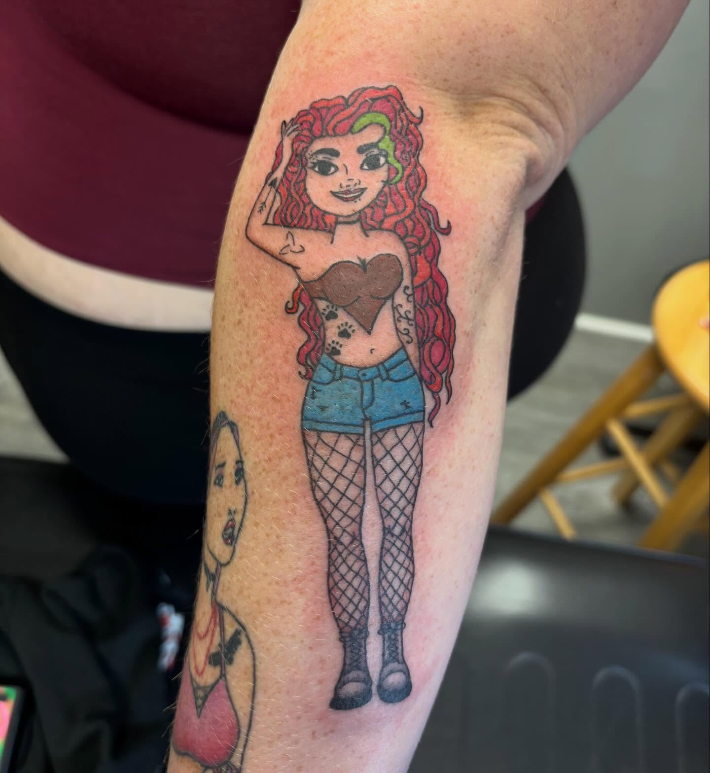 Cartoon Cloud And Roaring Monster Tattoo