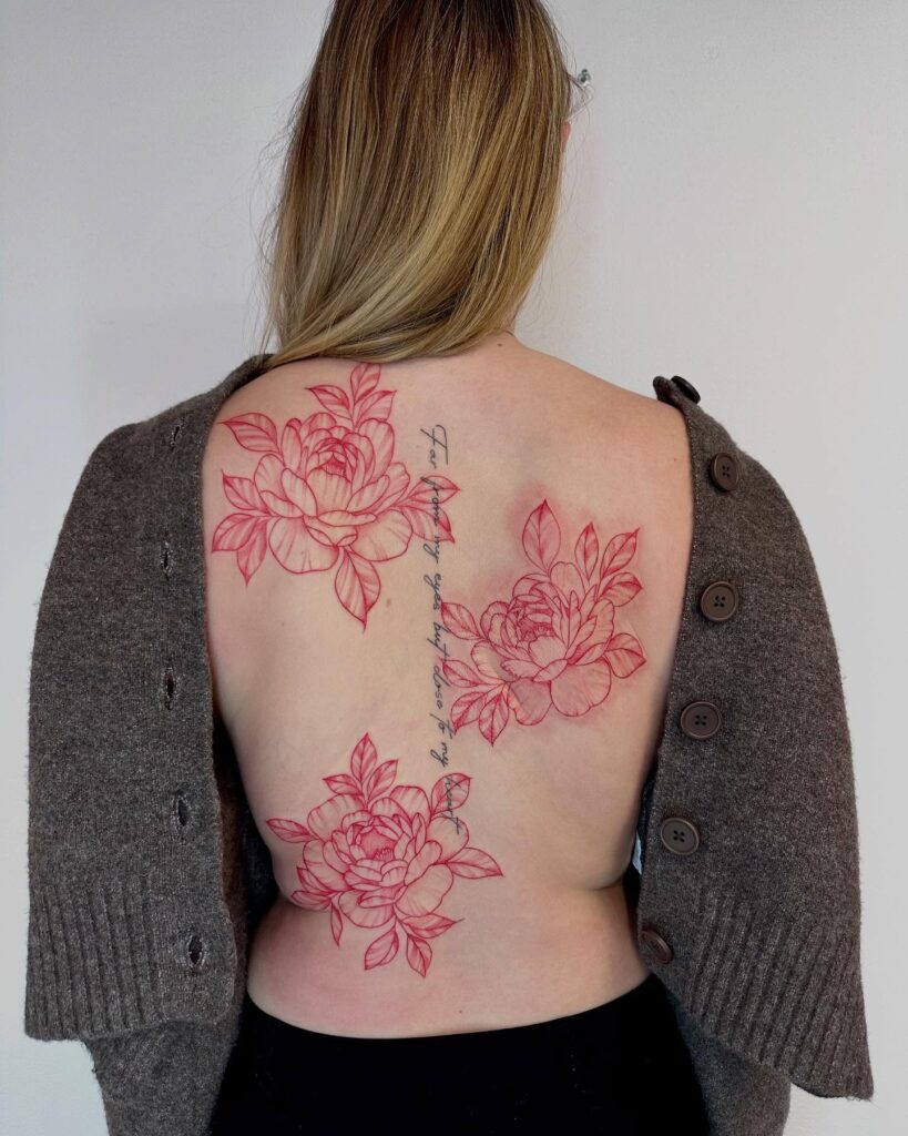 Abstract Botanical And Cosmic Back Tattoo