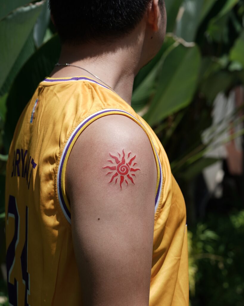 Red Spiral Sun Tattoo sun tattoos tattoo