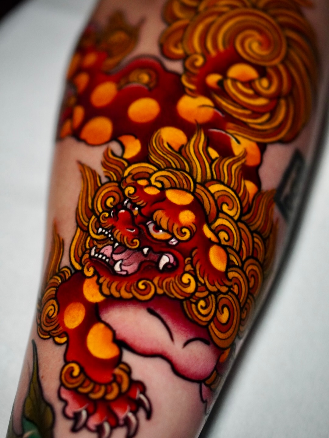 Geometric Hexagon Foo Dog Tattoo