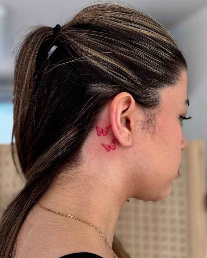 Music Notes Behind Ear Tattoo
