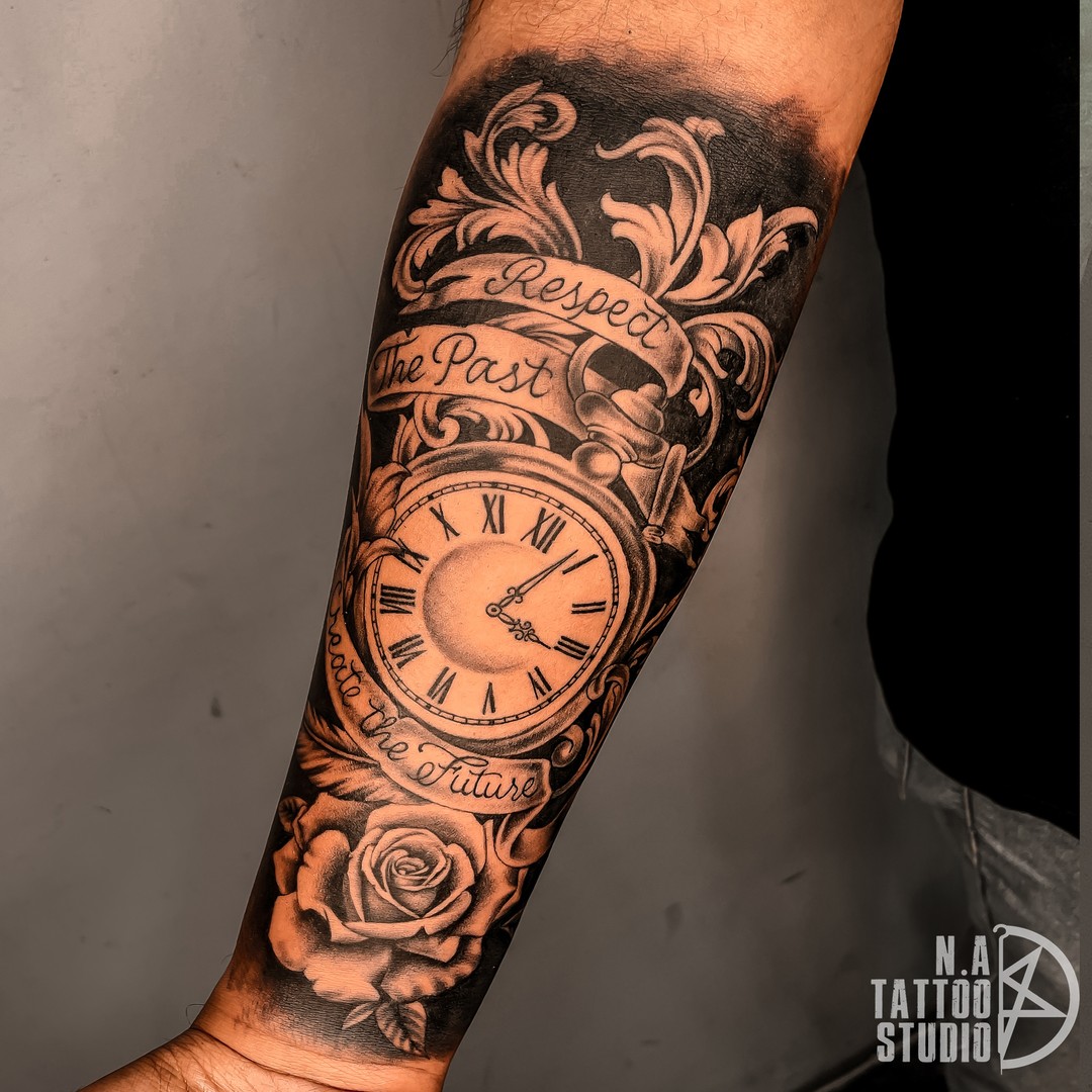 Respect the Past Clock Tattoo clock tattoo ideas tattoo