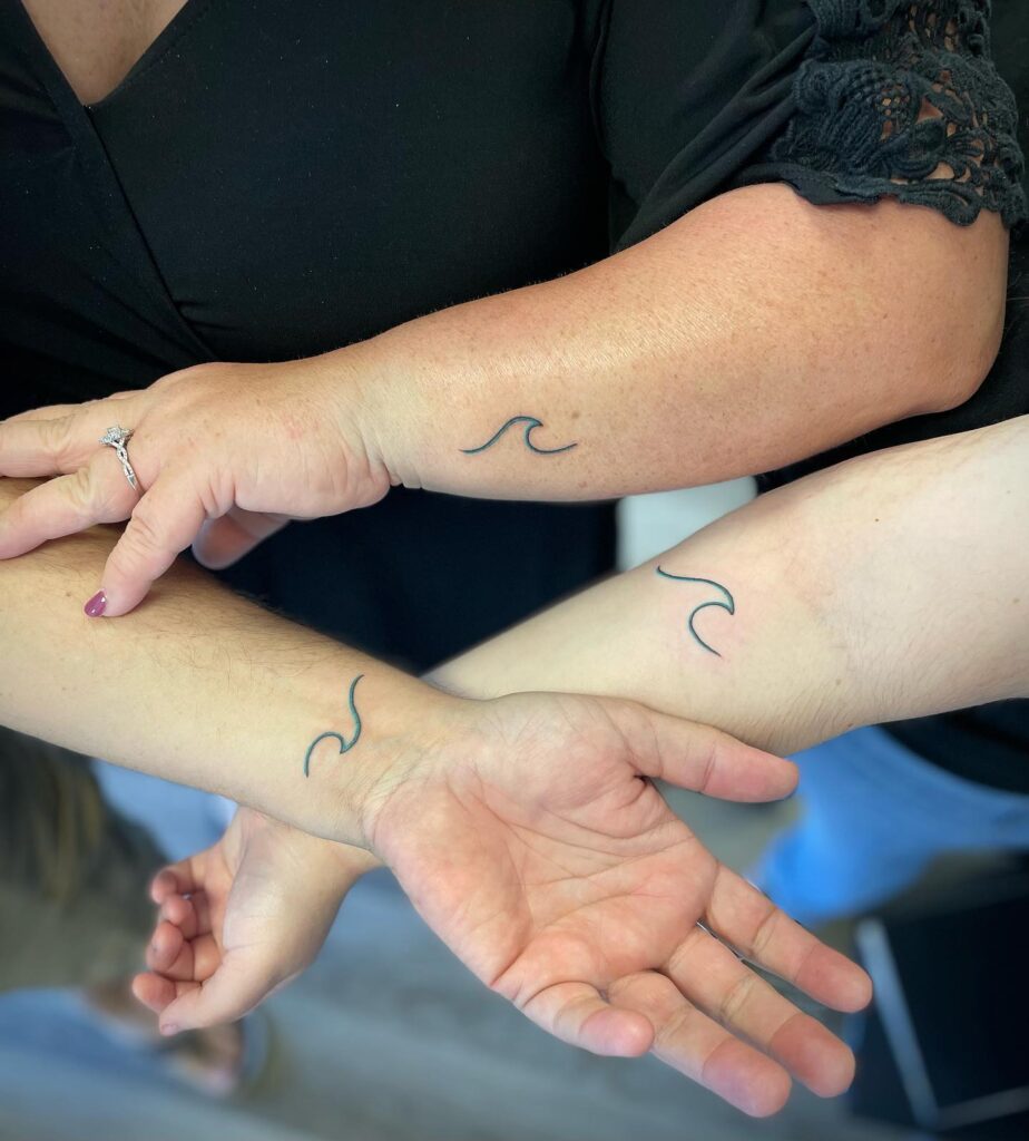 Rhythmic Rolling Ocean Waves matching family tattoo