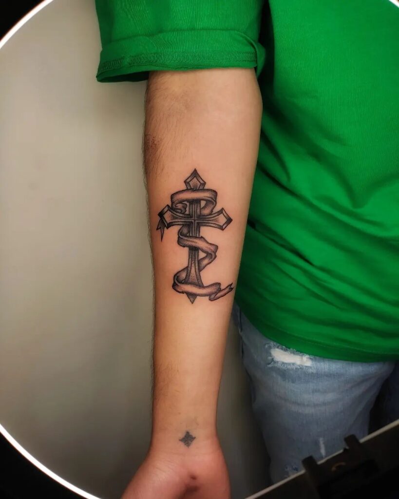 Ribboned Cross cross tattoos for women tattoo