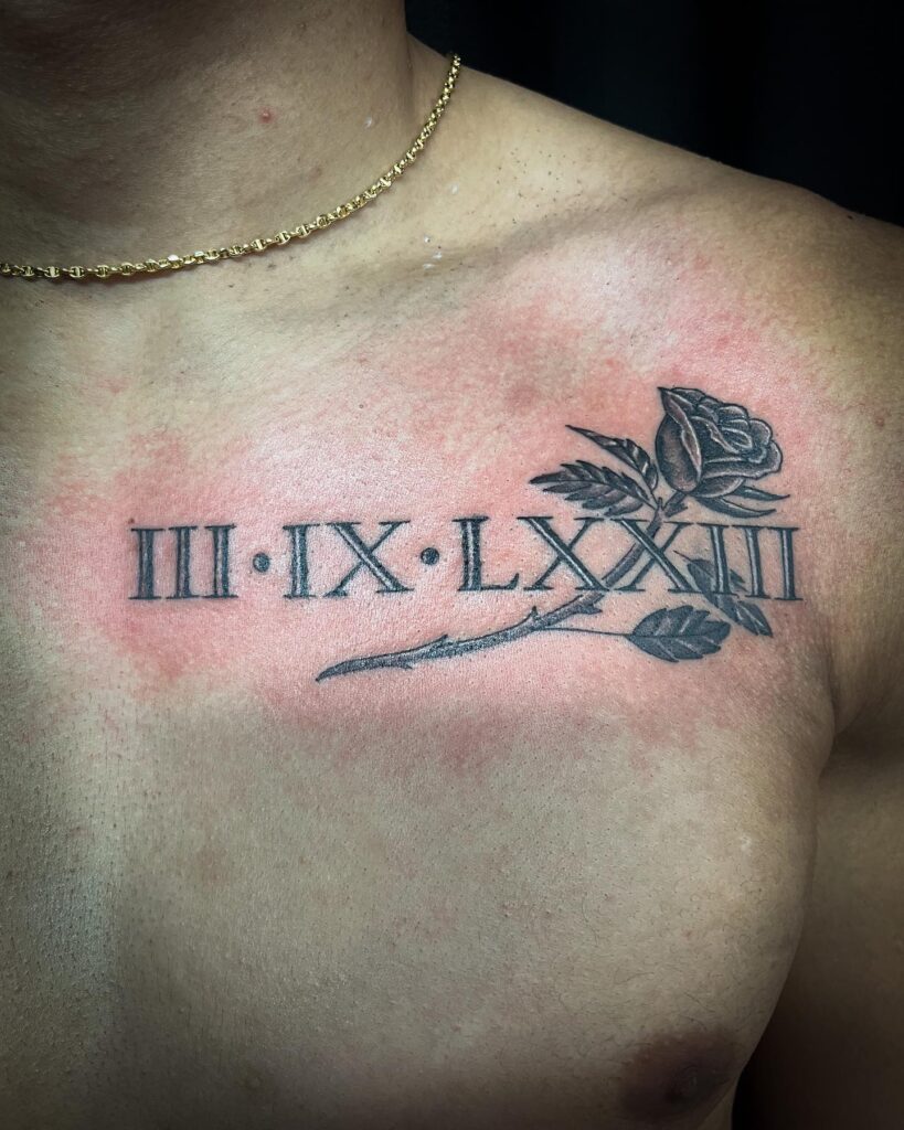 Angel Wings and Roman Numerals Collarbone Tattoo roman numerals tattoos tattoo