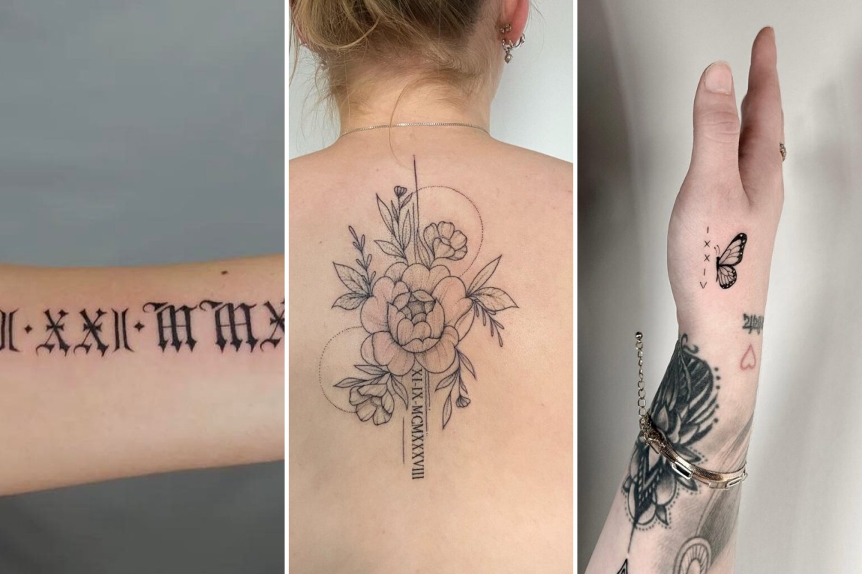 Aesthetic roman numerals tattoos and delicate ink ideas collage