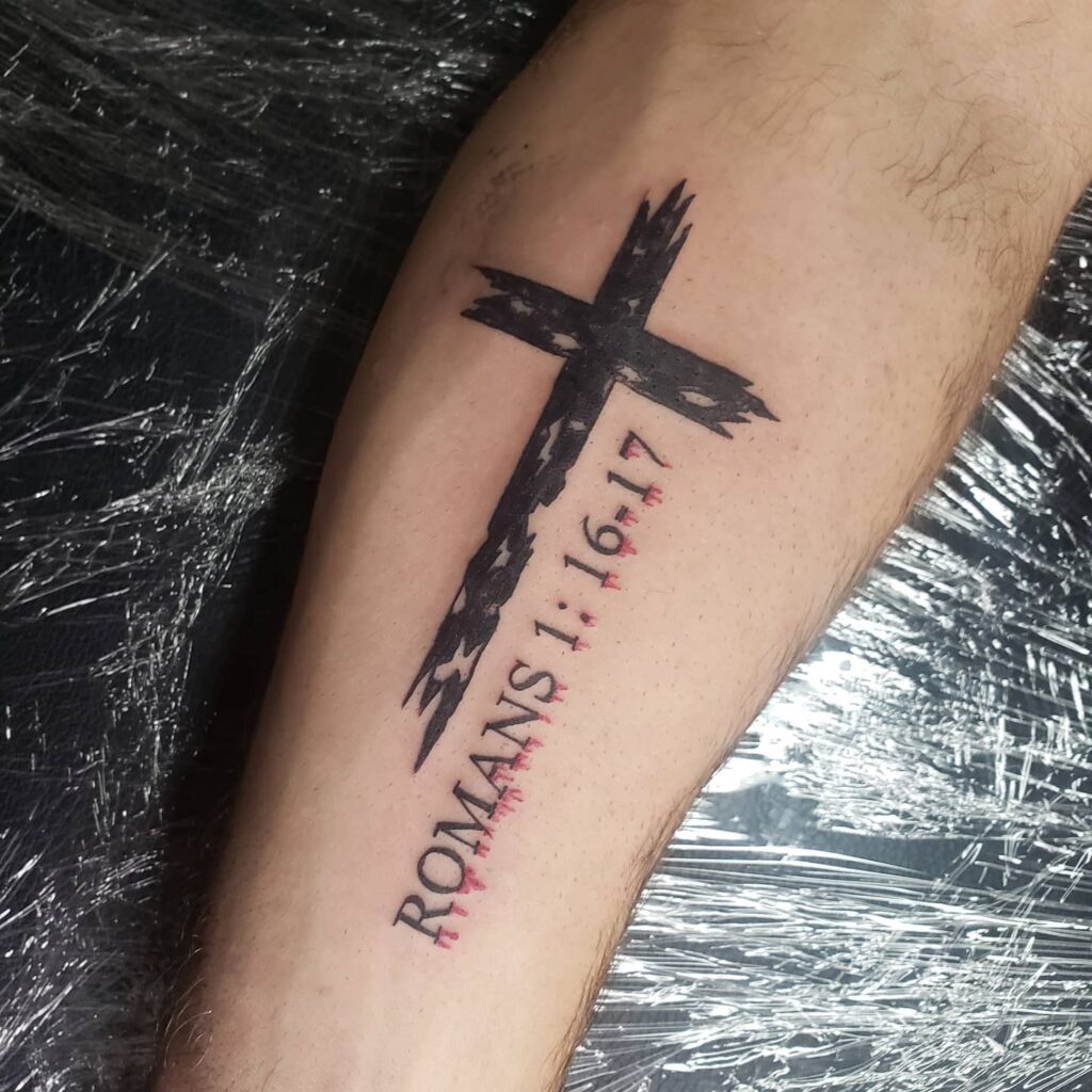 1 Peter 4:8 Bible Verse Tattoo with Roses and Roman Numerals bible verse tattoo ideas for men tattoo