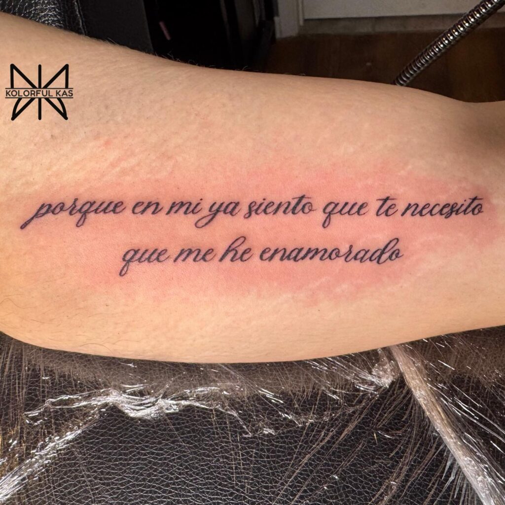 Romantic Inner Arm Script Tattoo in Spanish meaningful quote tattoos for women tattoo