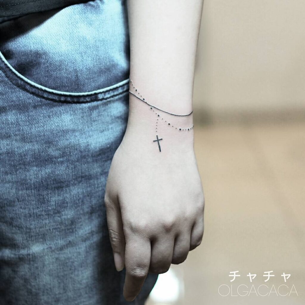 Realistic Chain Link Bracelet Tattoo