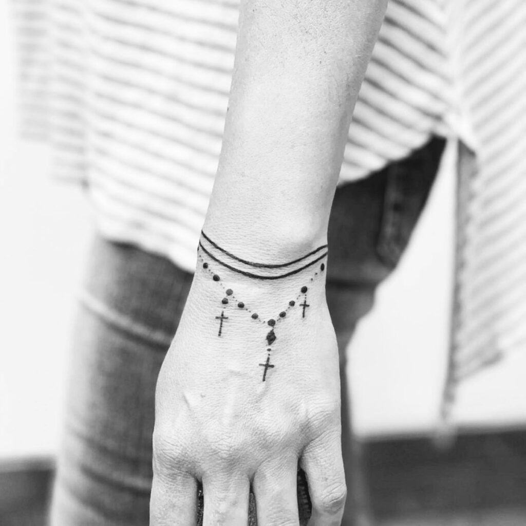 Tropical Floral Bracelet Tattoo