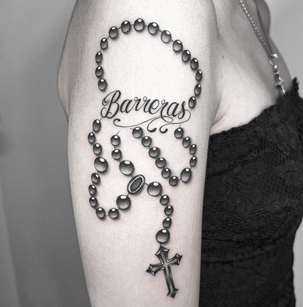 Heart Rosary Foot Tattoo
