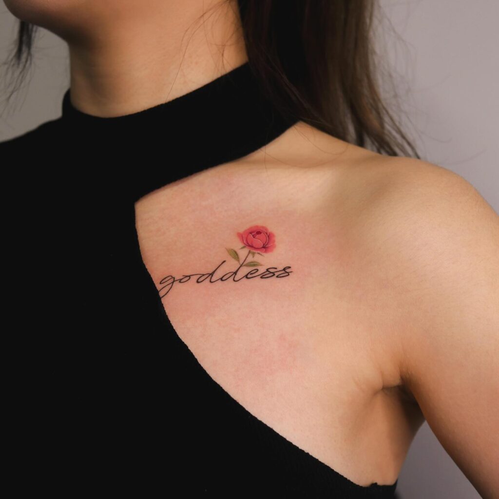 Symmetrical Floral Vine Collarbone Tattoo
