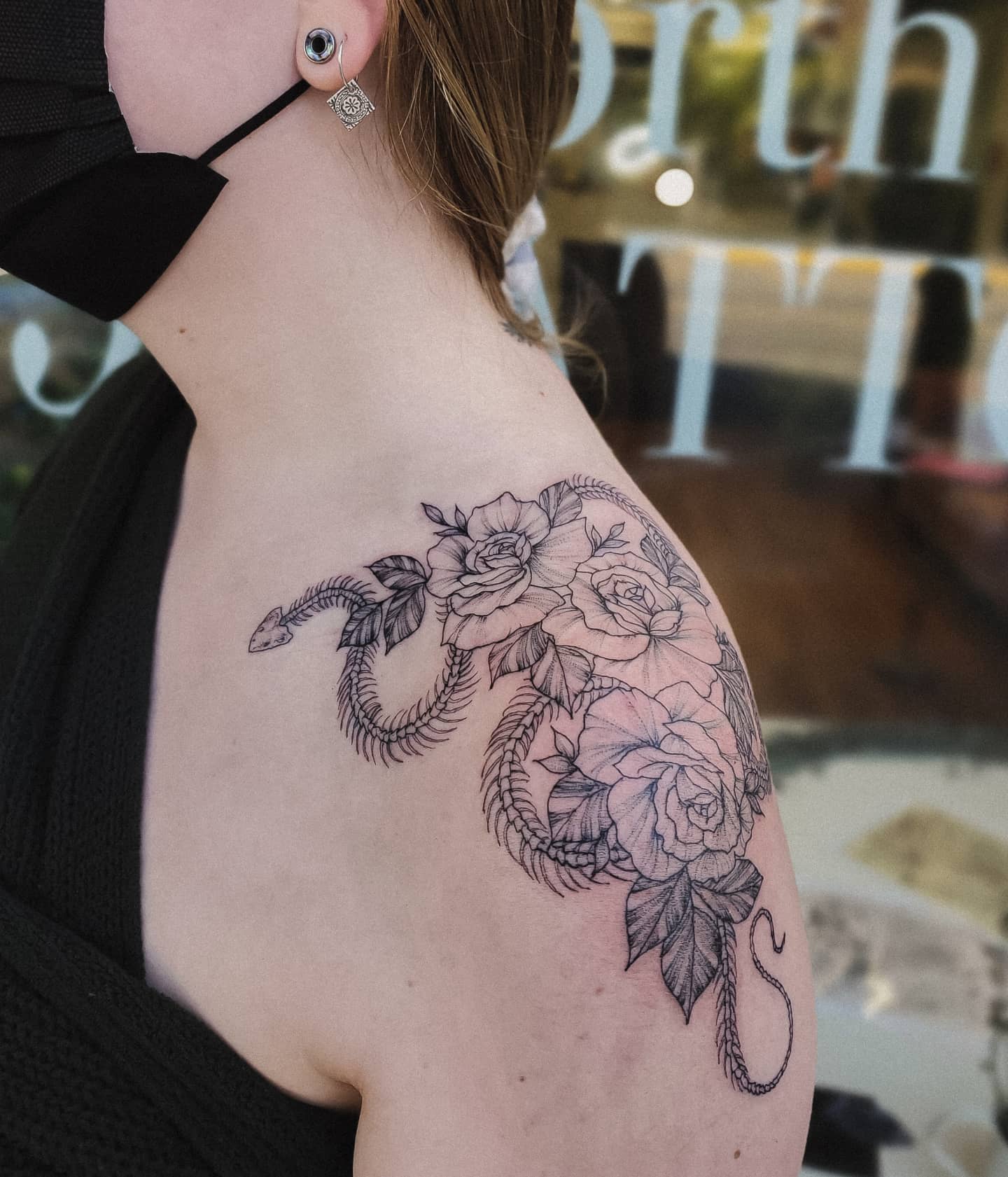 Protea Mandala Shoulder Cap Tattoo