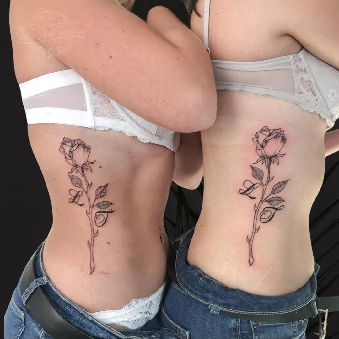 Rose Initials Bestie Tattoo bestie tattoo ideas tattoo
