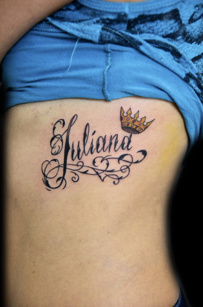Royal Name Tattoo with Crown