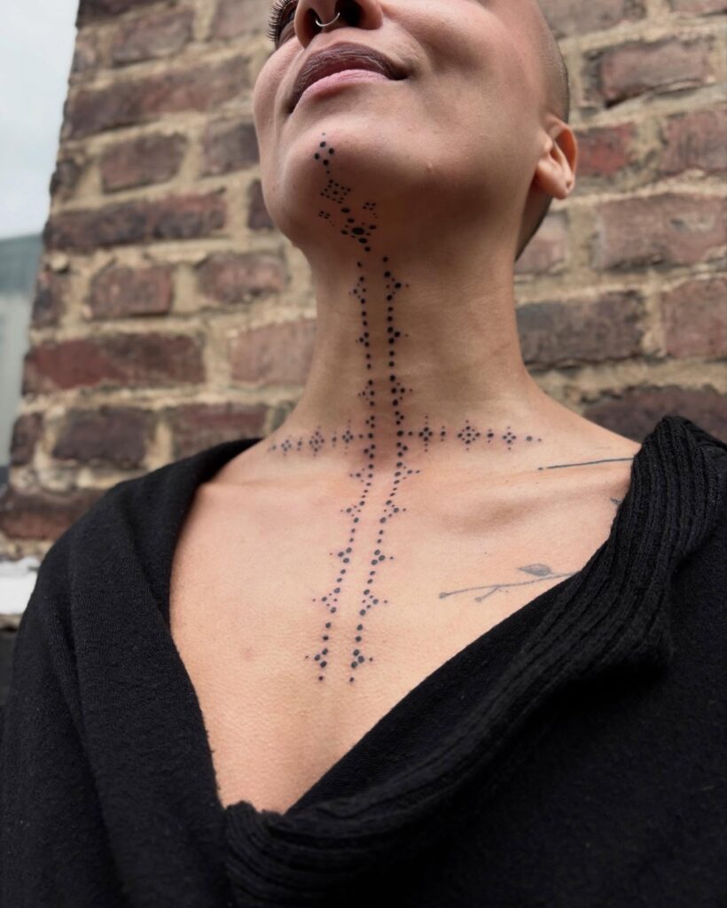 Monochrome Diamond Block Stick And Poke Tattoo